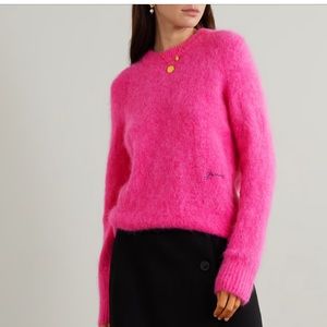 ganni brushed alpaca-blend sweater